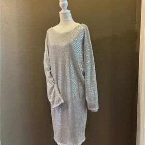 Elegant Silver Sequin Dress